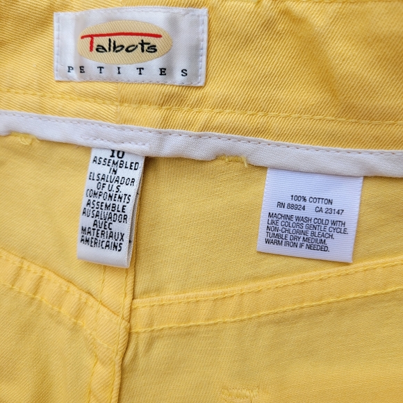 NEW Talbots Petites Yellow Short Pants Bermuda Casual 100% Cotton Women 10 - Picture 8 of 8